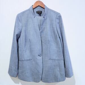 Talbots Womens Blue Tailored Sharkskin Blazer Bootcut Pants Suit Size 12/14